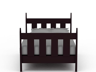 3d旧式实木双人床免费模型