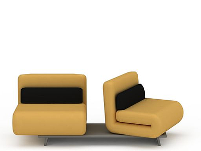 现代米色布艺双人沙发模型