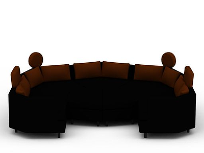 现代黑色布艺多人沙发模型3d模型