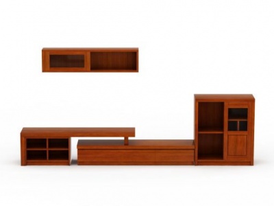 3d现代实木组合电视柜模型