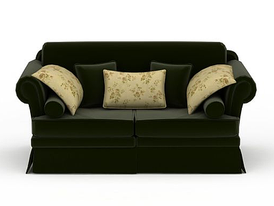 3d时尚墨绿色布艺双人沙发免费模型