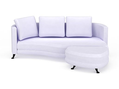 时尚浅紫色多人沙发模型