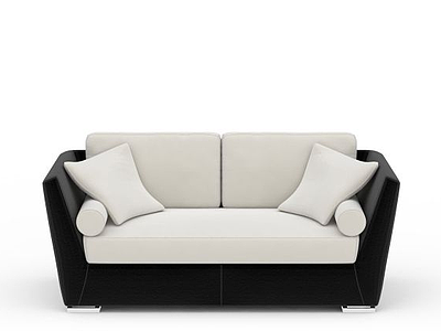 3d皮质黑白双人沙发免费模型