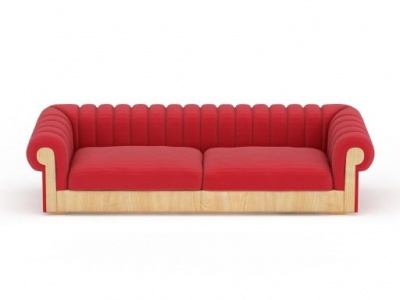 3d时尚红色布艺双人沙发模型