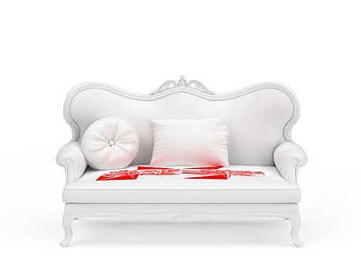 精品白色双人沙发模型3d模型