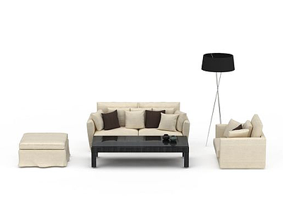 现代米色休闲沙发套装模型3d模型