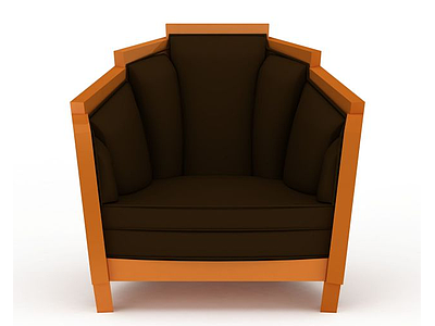 现代实木沙发椅模型