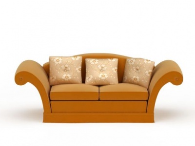 时尚姜黄色布艺双人沙发模型3d模型