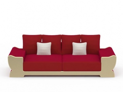 现代拼色布艺双人沙发模型