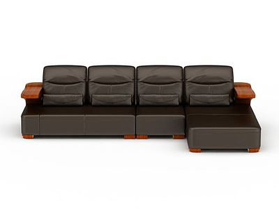 精品棕色皮质组合沙发模型3d模型