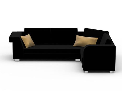 现代黑色布艺多人沙发模型