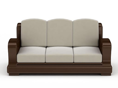 现代实木休闲沙发模型
