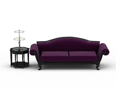 现代紫色布艺沙发模型