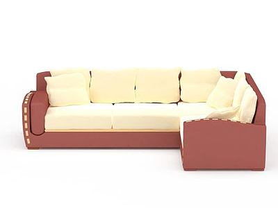 现代拼色布艺多人沙发模型