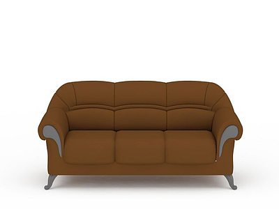 现代卡其色布艺多人沙发模型3d模型