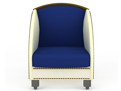 欧式蓝白拼色沙发模型3d模型