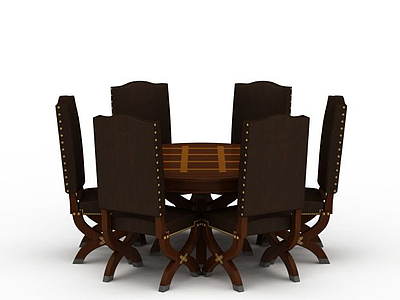3d现代精品餐桌餐椅组合模型