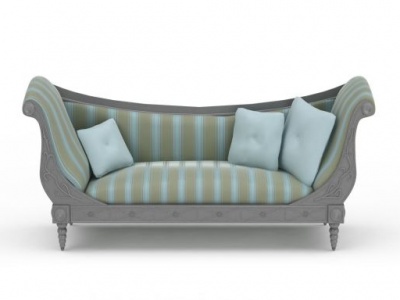 3d现代条纹布艺沙发免费模型