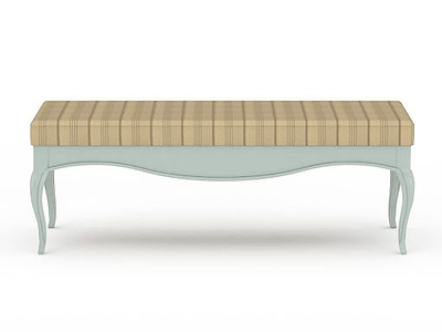 3d欧式条纹床尾凳模型