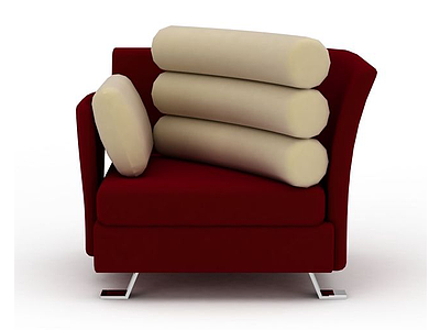 3d时尚红色布艺沙发免费模型