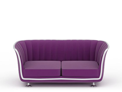 时尚紫色布艺双人沙发模型3d模型