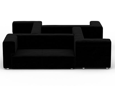 3d创意黑色布艺多人沙发免费模型