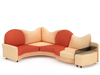 3d现代拼色布艺多人沙发免费模型