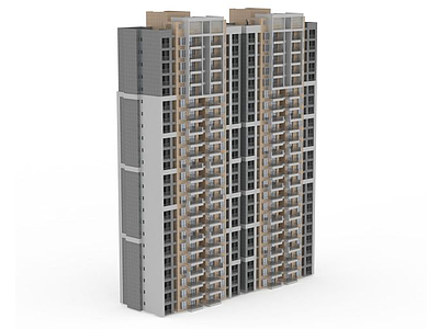 3d现代高层居民楼模型
