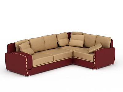 精品红色布艺沙发模型3d模型