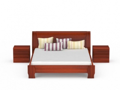 3d现代红木双人床模型