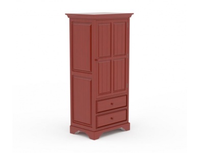 3d现代红色实木衣柜模型