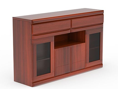 3d简约红木餐边柜模型
