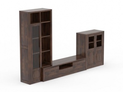 3d简约实木中式电视柜模型