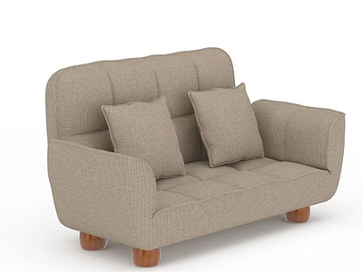 3d精品灰色布艺双人沙发模型
