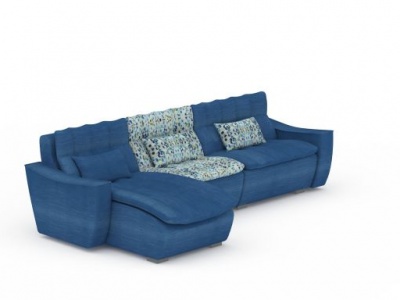 3d时尚蓝色印花布艺沙发套装模型