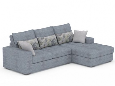 3d现代灰色印花布艺沙发模型