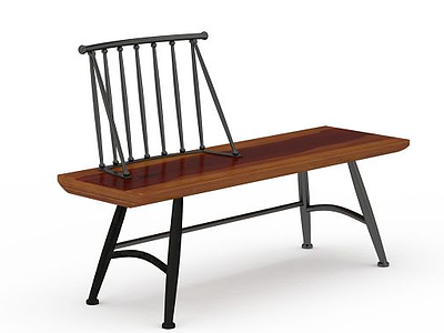 3d创意靠背长凳实木椅模型