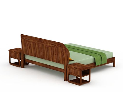 3d欧式实木双人床模型