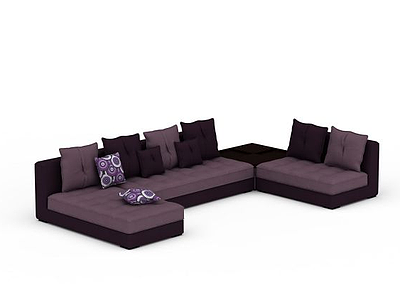 3d精美紫色布艺组合沙发免费模型