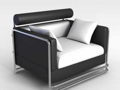 3d精品灰白拼色沙发模型