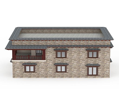 3d居民砖瓦房模型