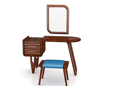 3d精美欧式梳妆台桌椅套装模型