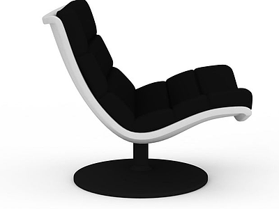 黑色美式软包休闲沙发椅模型