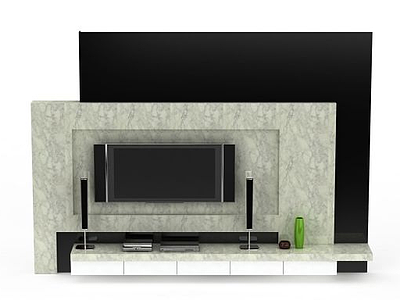 3d现代大理石电视柜背景墙免费模型