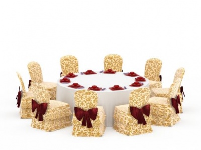 3d宴会桌椅组合免费模型