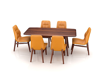 3d北欧风情餐桌餐椅组合模型