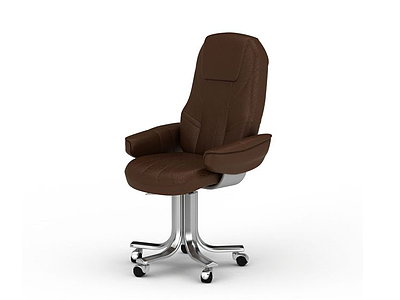 现代棕色皮质办公椅模型3d模型