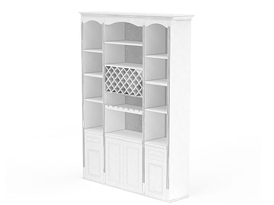 欧式白色实木酒柜模型3d模型