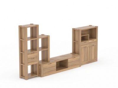 3d精品实木电视柜边柜模型