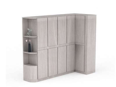 3d大型转角实木衣柜免费模型